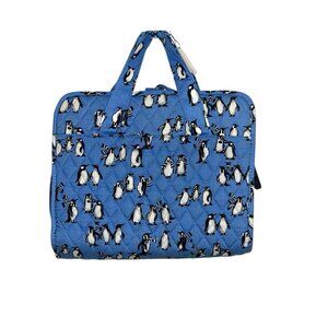 Vera Bradley Blue Playful Penguins Quilted Hanging Travel Organizer Makeup Bag